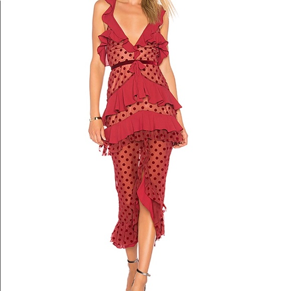 For Love And Lemons Dresses & Skirts - BNWT For Love and Lemons Dotty Maxi Red